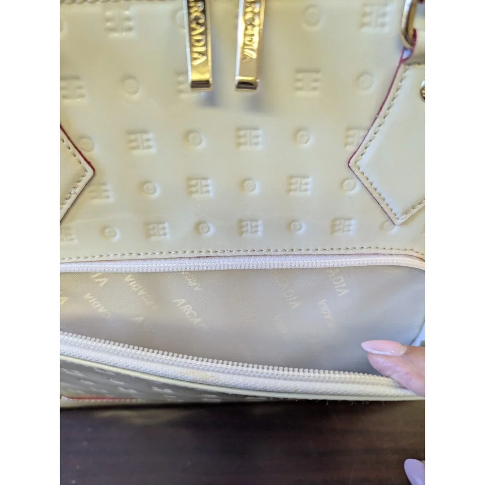 Arcadia Patent Leather Two -Way Satchel In Ivory